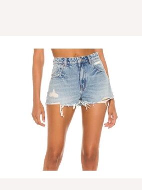 ROLLA'S Light Blue Distressed High-Waist Denim Shorts